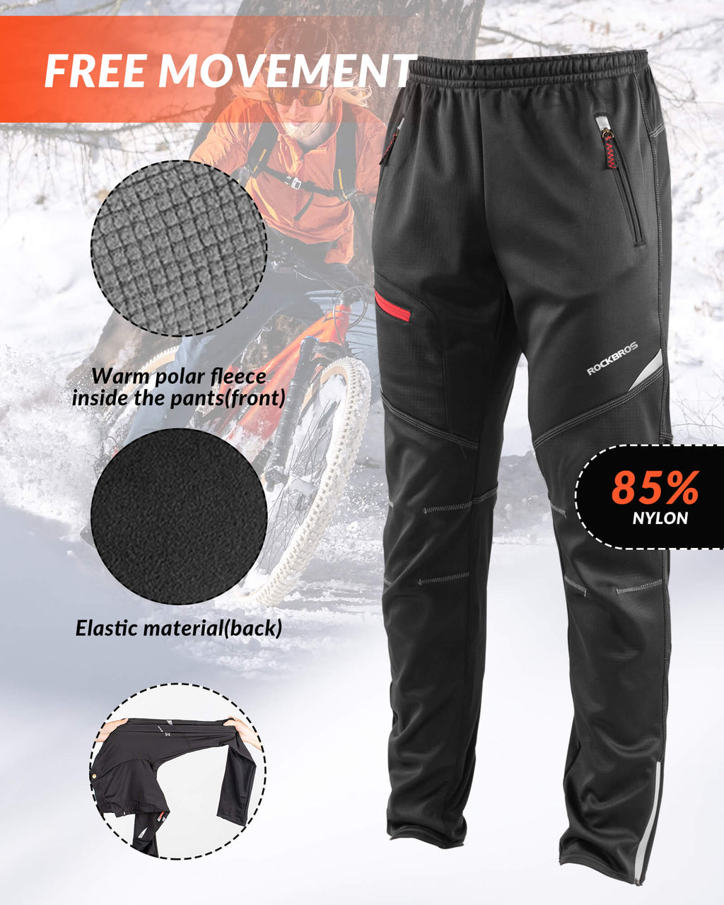 Men's Thermal Fleece Windproof Cycling Pants