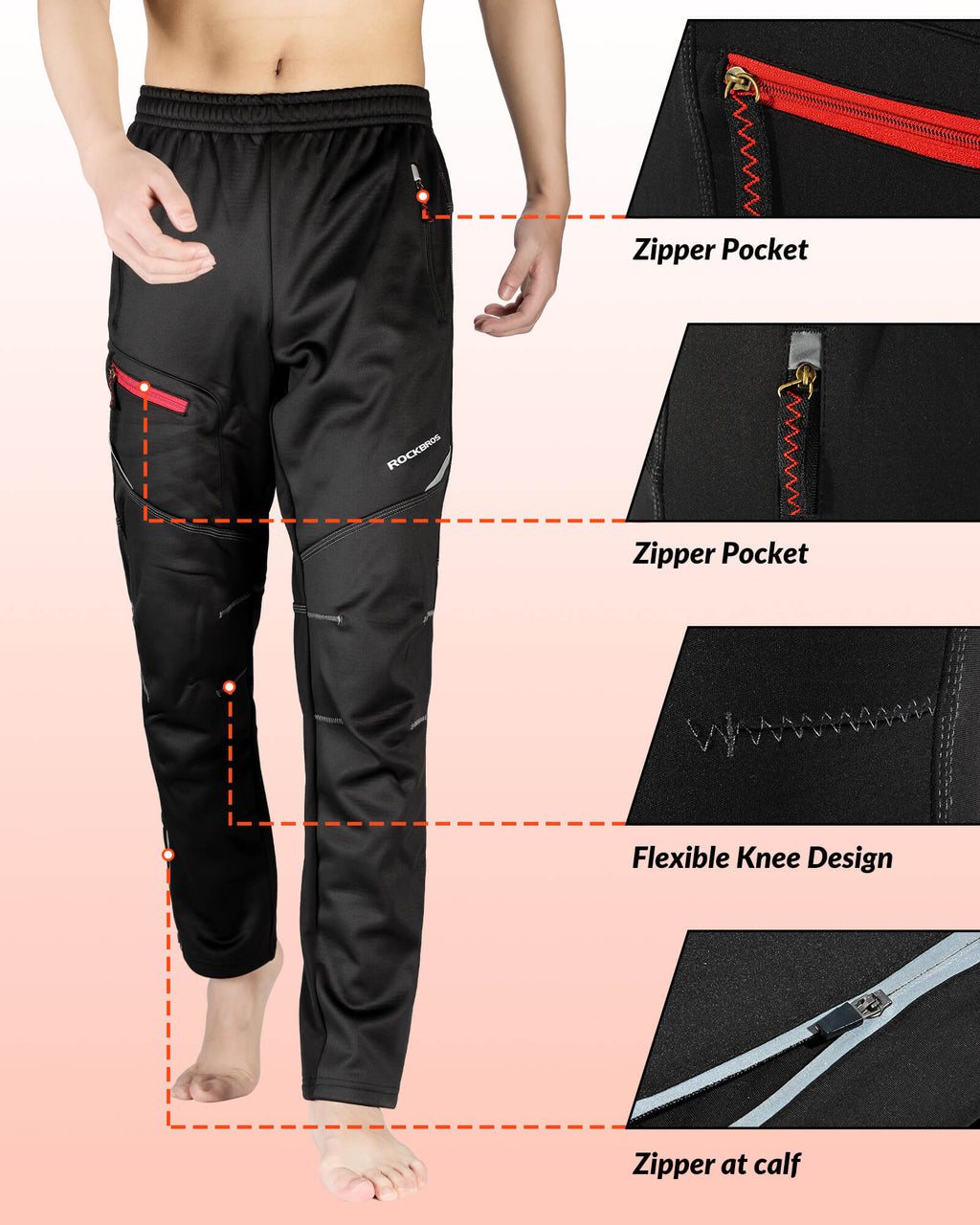 Men's Thermal Fleece Windproof Cycling Pants